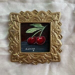 “The cherry on top” Gold Framed Cherry Artwork